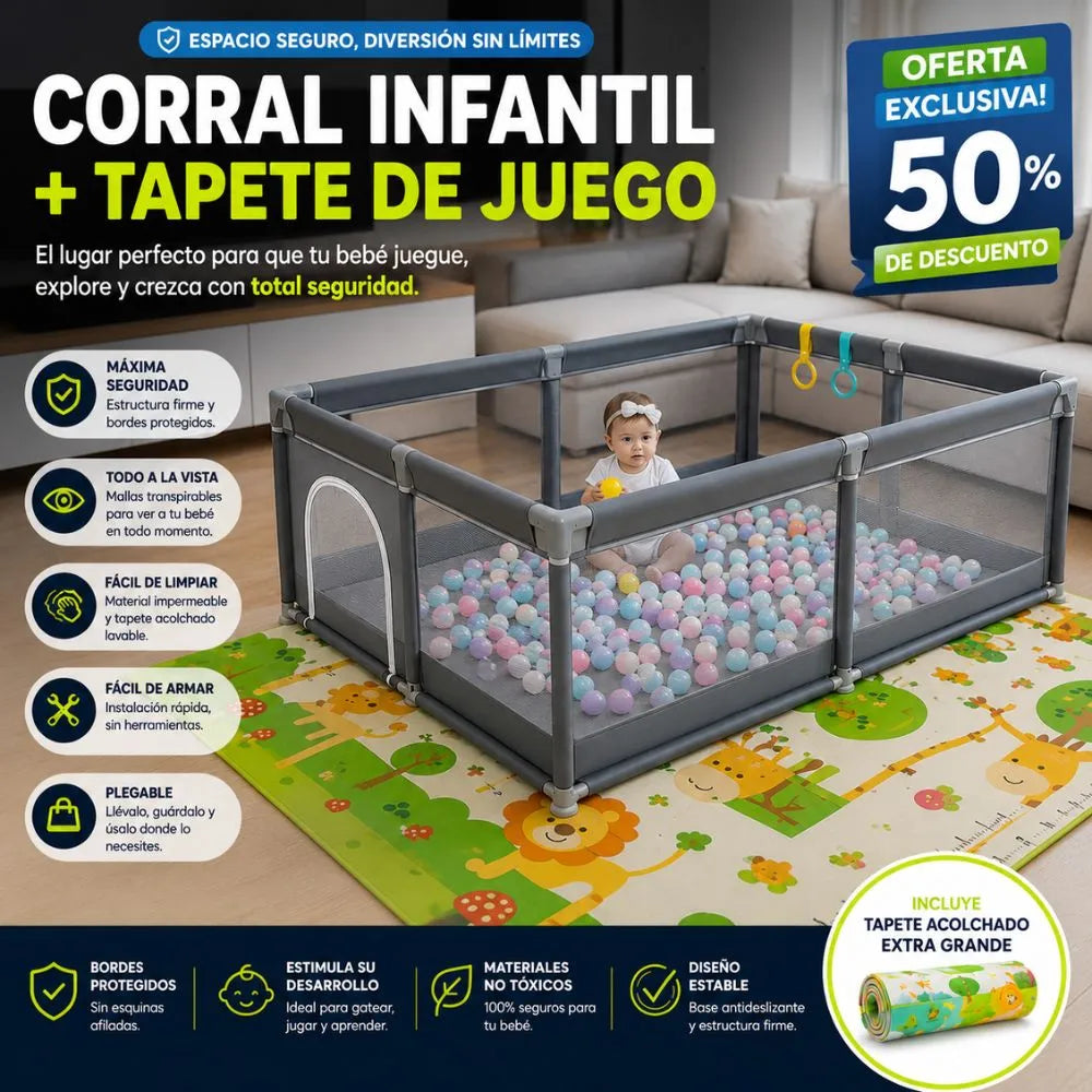 CORRAL INFANTIL MAS TAPETE DE JUEGO